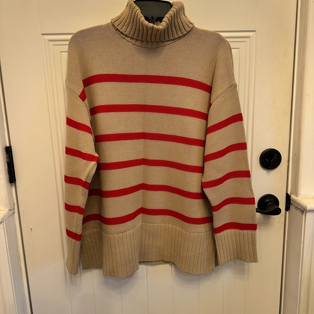 Old Navy Tan and Red Striped Sweater